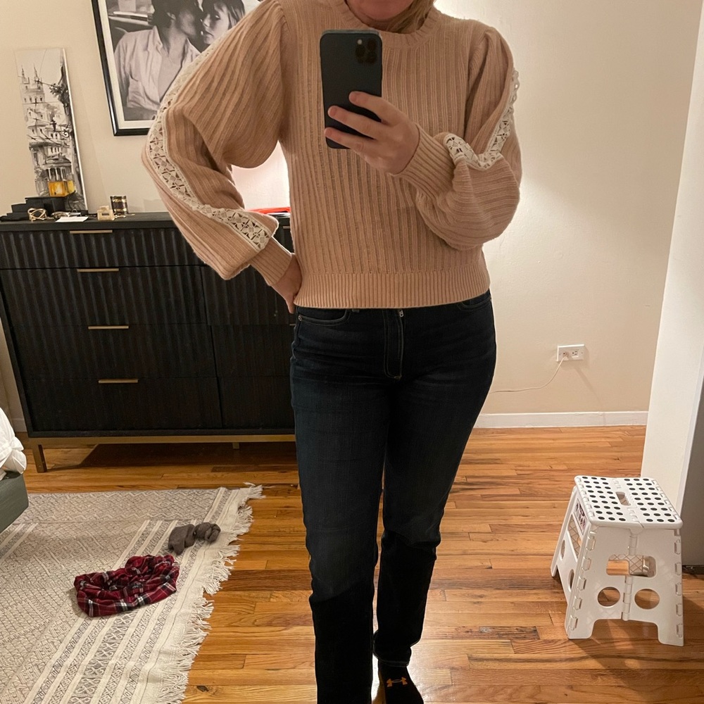 See by Chloe Blush pink sweater with statement sleeves